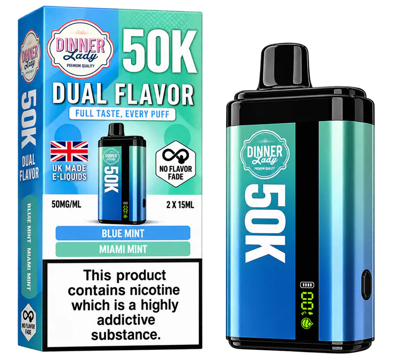 Pod descartável Dinner Lady 50K Dual Flavor 50000 puffs dois sabores display